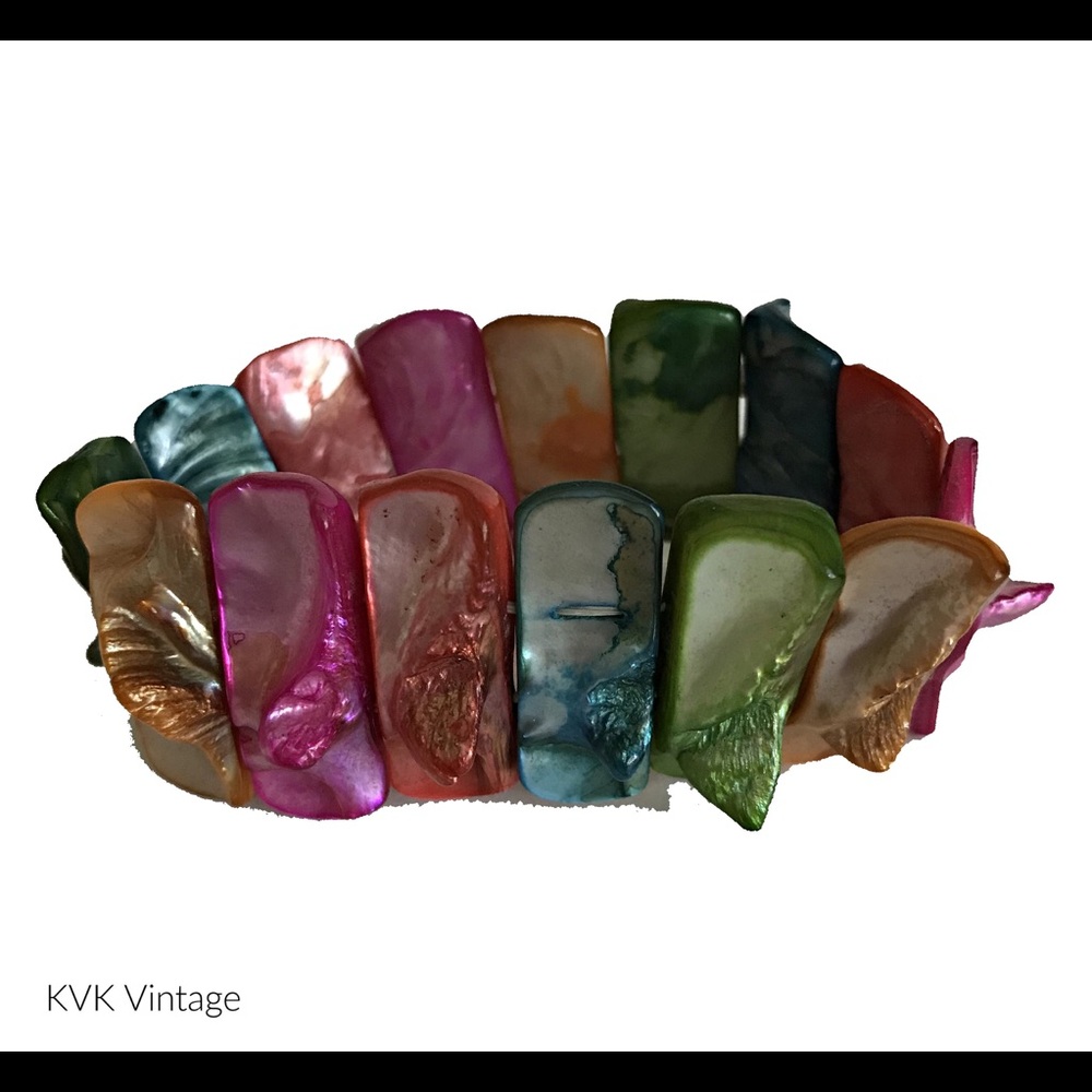 Multi-Color Dyed Natural Shell Bracelet
